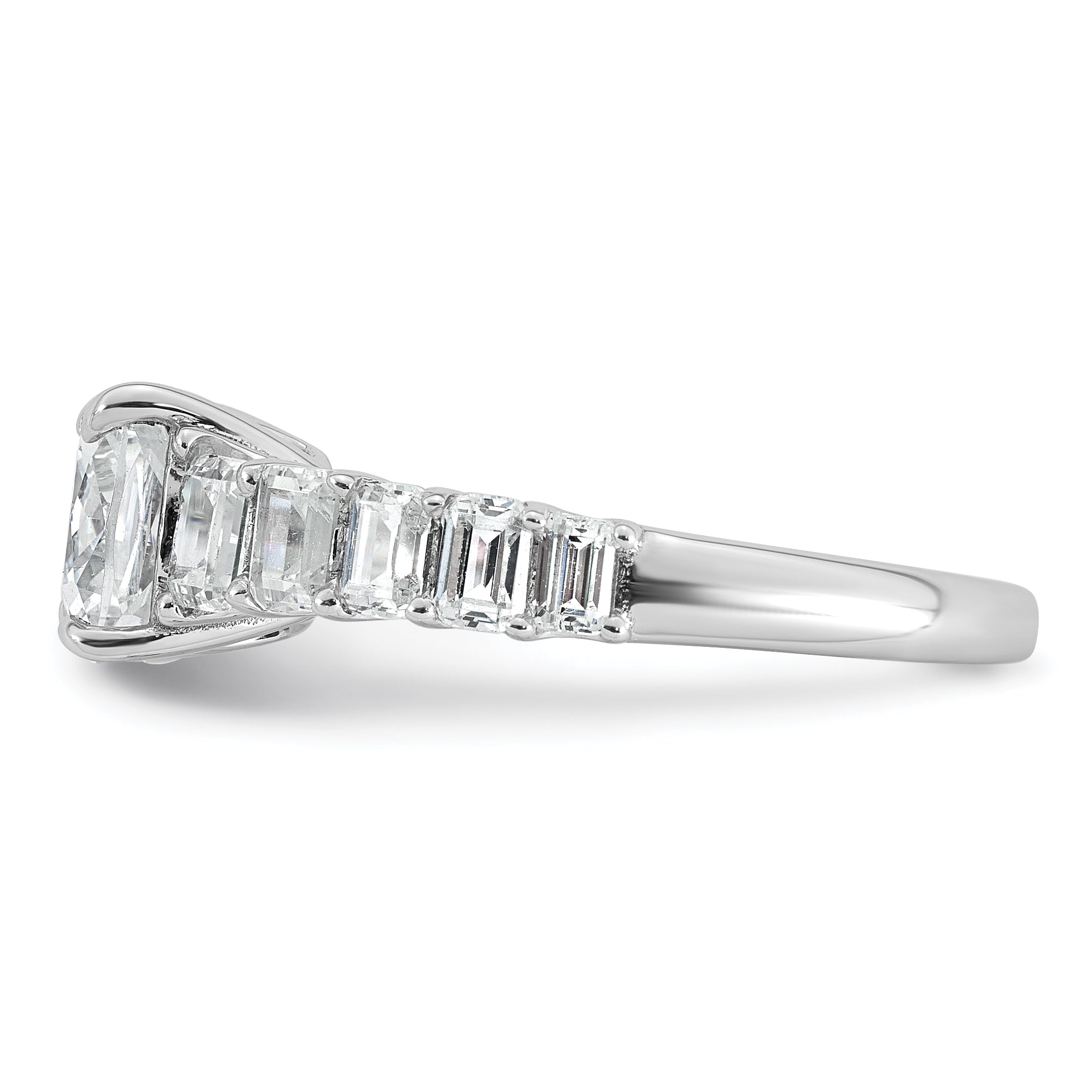 14k White Gold 3 3/8 carat Lab Grown Diamond VS+ F+ Cushion Complete Engagement Ring