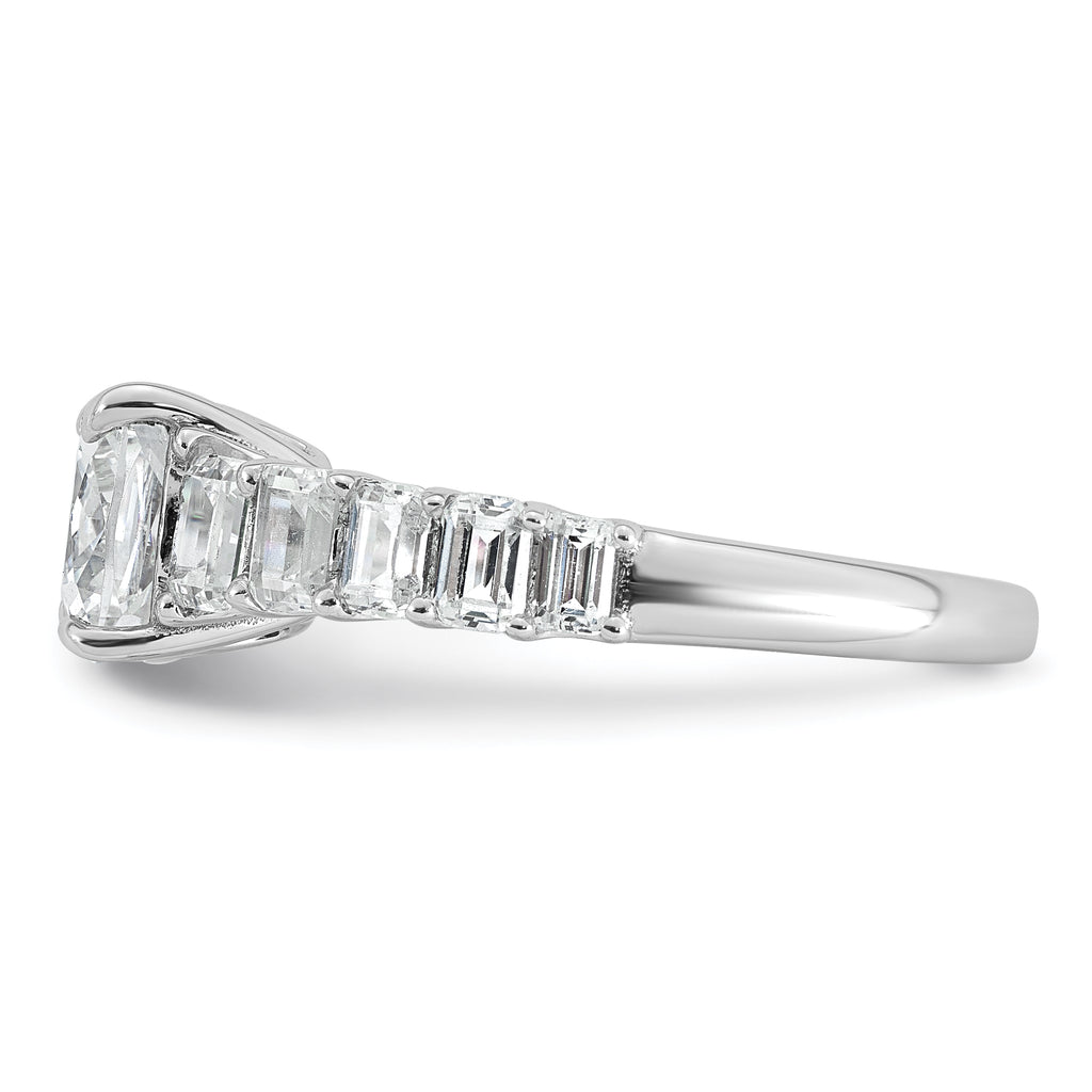 14k White Gold 3 3/8 carat Lab Grown Diamond VS+ F+ Cushion Complete Engagement Ring