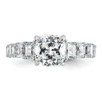 14k White Gold 3 3/8 carat Lab Grown Diamond VS+ F+ Cushion Complete Engagement Ring
