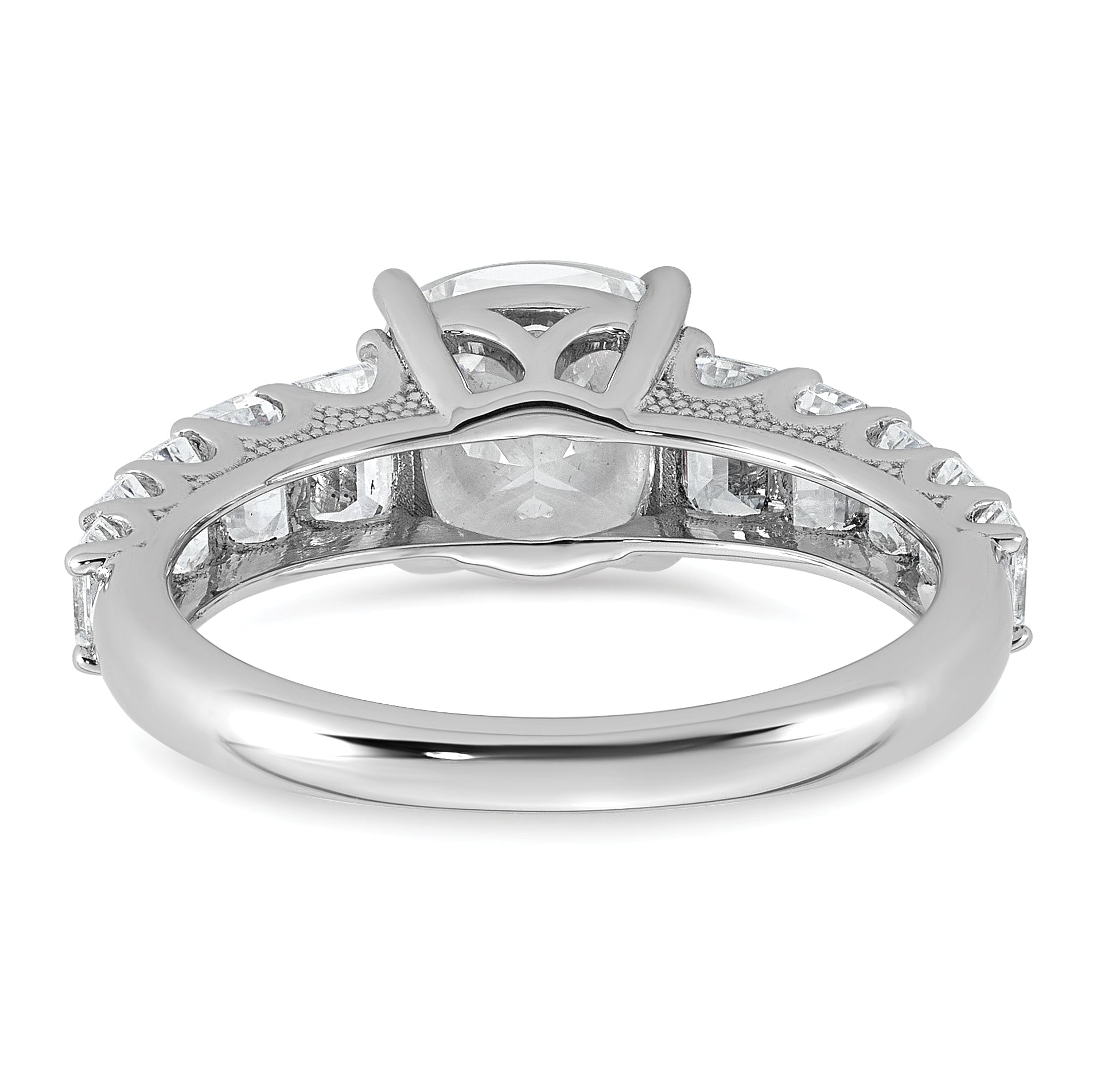 14k White Gold 3 3/8 carat Lab Grown Diamond VS+ F+ Cushion Complete Engagement Ring