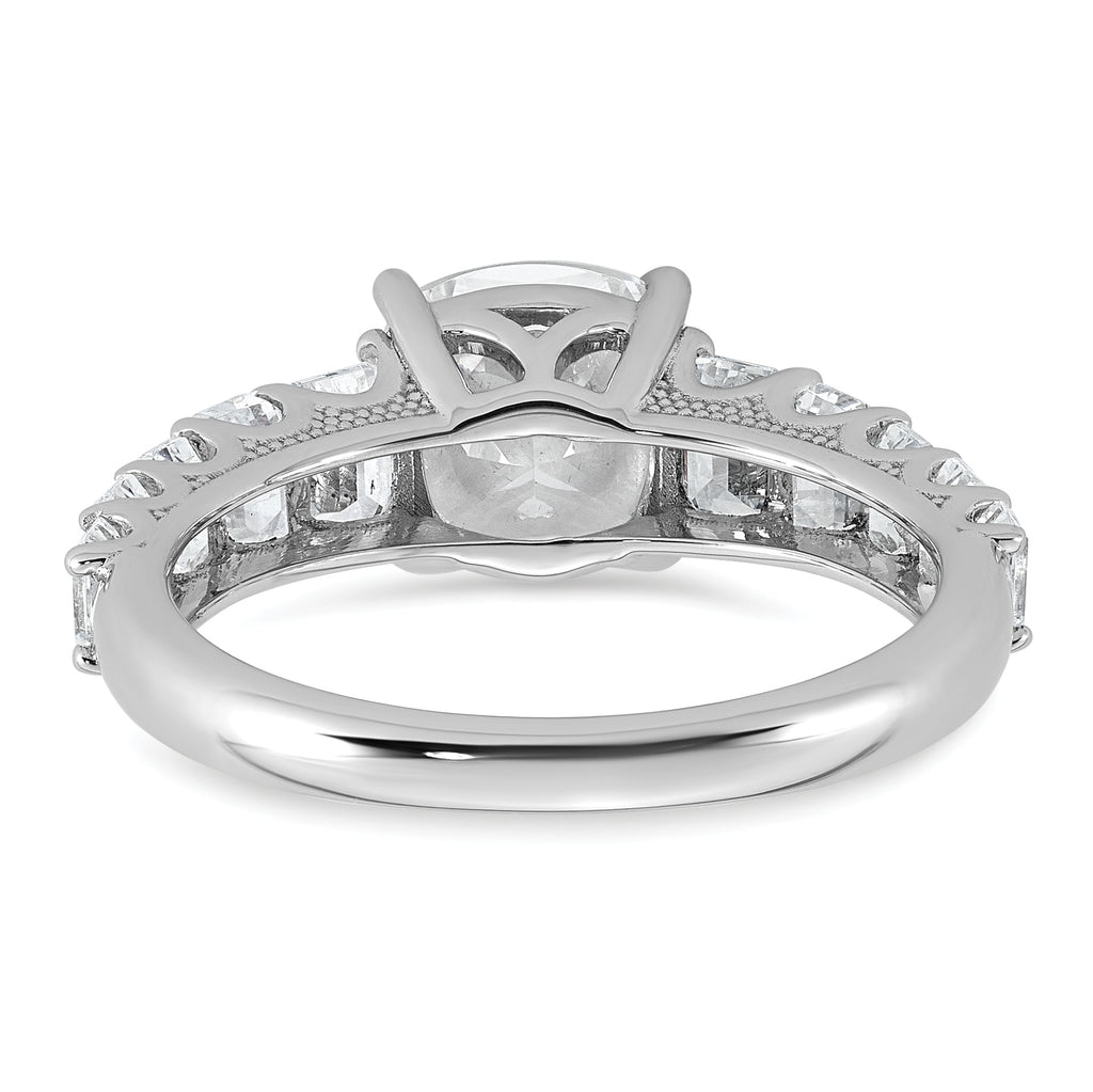 14k White Gold 3 3/8 carat Lab Grown Diamond VS+ F+ Cushion Complete Engagement Ring