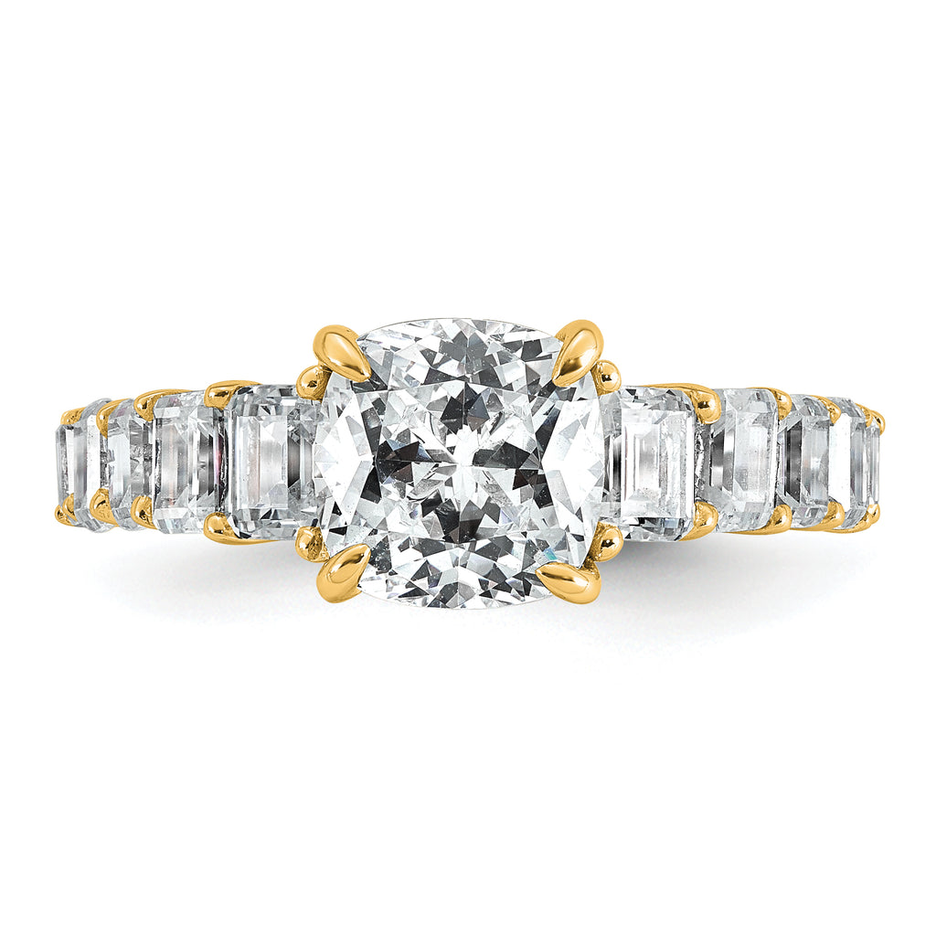 14k 3 3/8 carat Lab Grown Diamond VS+ F+ Cushion Complete Engagement Ring