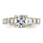 14k 3 3/8 carat Lab Grown Diamond VS+ F+ Cushion Complete Engagement Ring