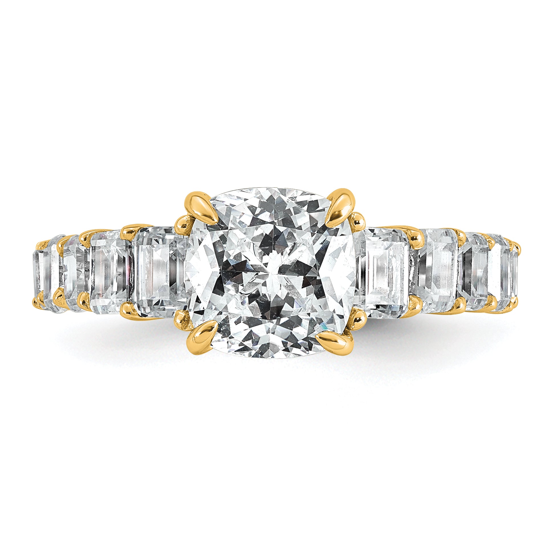 14k 3 3/8 carat Lab Grown Diamond VS+ F+ Cushion Complete Engagement Ring