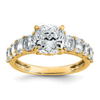 14k 3 3/8 carat Lab Grown Diamond VS+ F+ Cushion Complete Engagement Ring