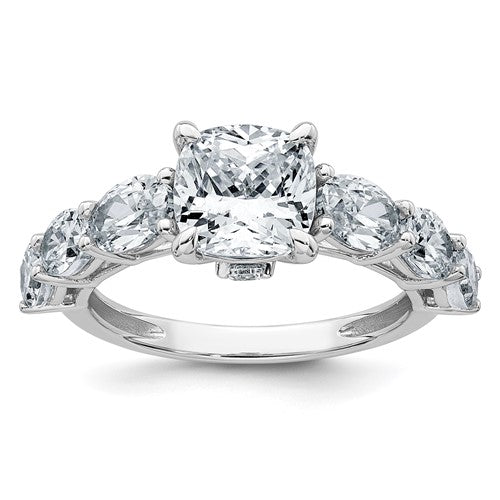 Cushion Lab-Grown Diamond Engagement Ring in 14K White Gold (3 3/4 ct. tw.), Size 7 - Sophia Jewelers