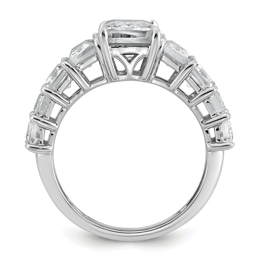 14k White Gold 5 carat Lab Grown Diamond VS+ F+ Emerald Complete Shared Prong Engagement Ring