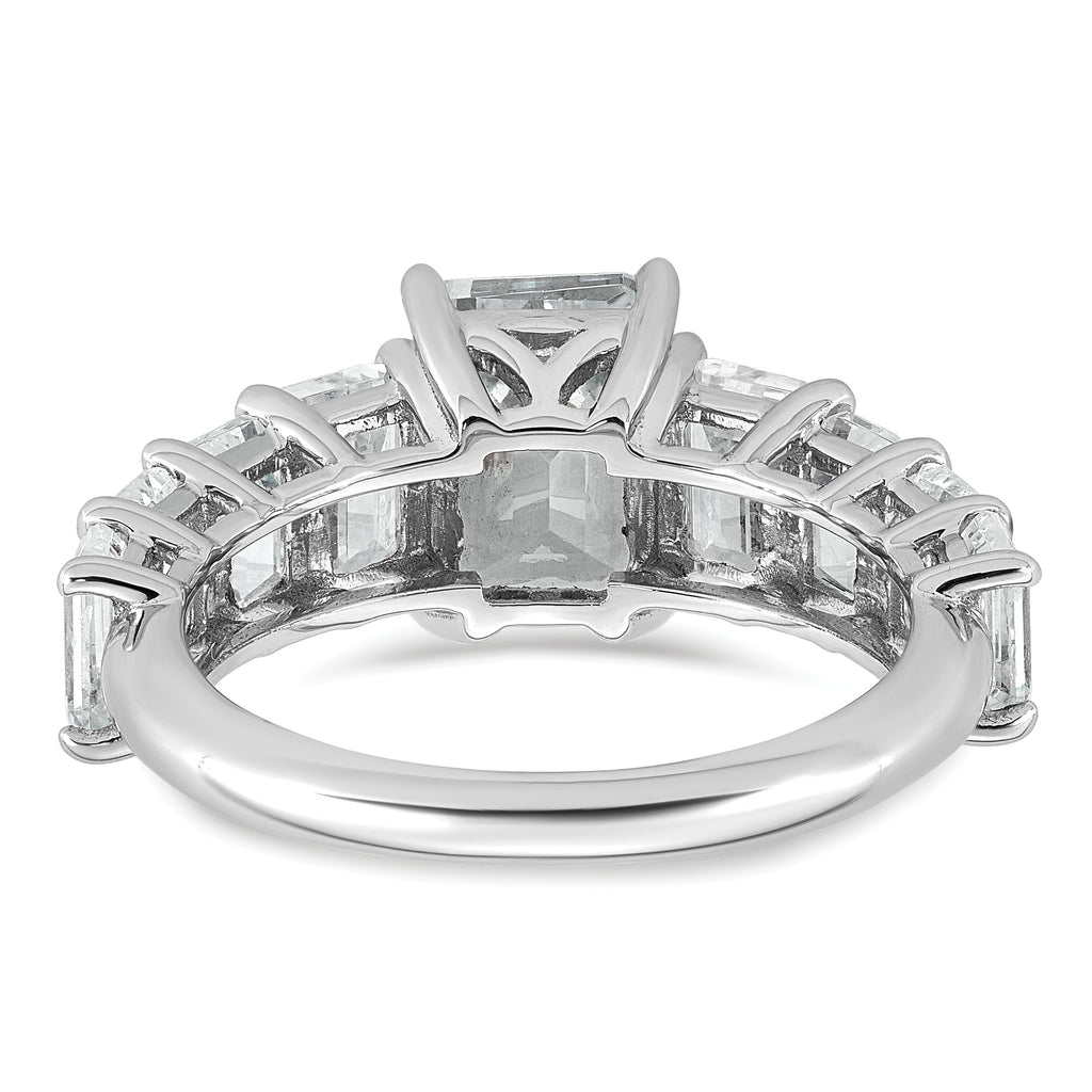 14k White Gold 5 carat Lab Grown Diamond VS+ F+ Emerald Complete Shared Prong Engagement Ring