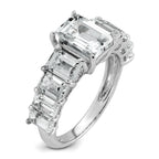 14k White Gold 5 carat Lab Grown Diamond VS+ F+ Emerald Complete Shared Prong Engagement Ring