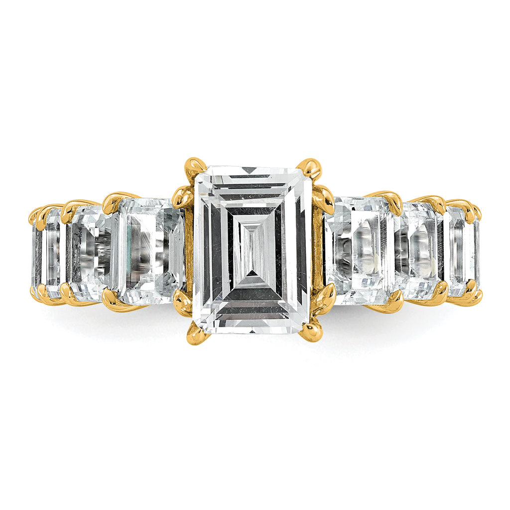 14k 5 carat Lab Grown Diamond VS+ F+ Emerald Complete Shared Prong Engagement Ring