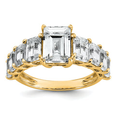 14k 5 carat Lab Grown Diamond VS+ F+ Emerald Complete Shared Prong Engagement Ring