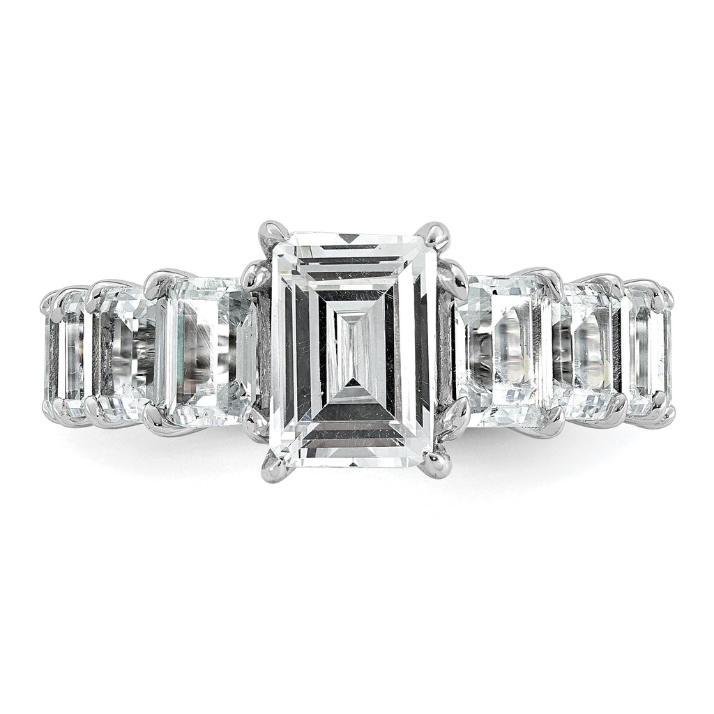 14k White Gold 5 carat Certified Lab Grown Diamond VS+ F+ Emerald Complete Shared Prong Engagement Ring