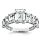 14k White Gold 5 carat Certified Lab Grown Diamond VS+ F+ Emerald Complete Shared Prong Engagement Ring
