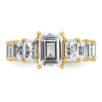 14k 5 carat Certified Lab Grown Diamond VS+ F+ Emerald Complete Shared Prong Engagement Ring
