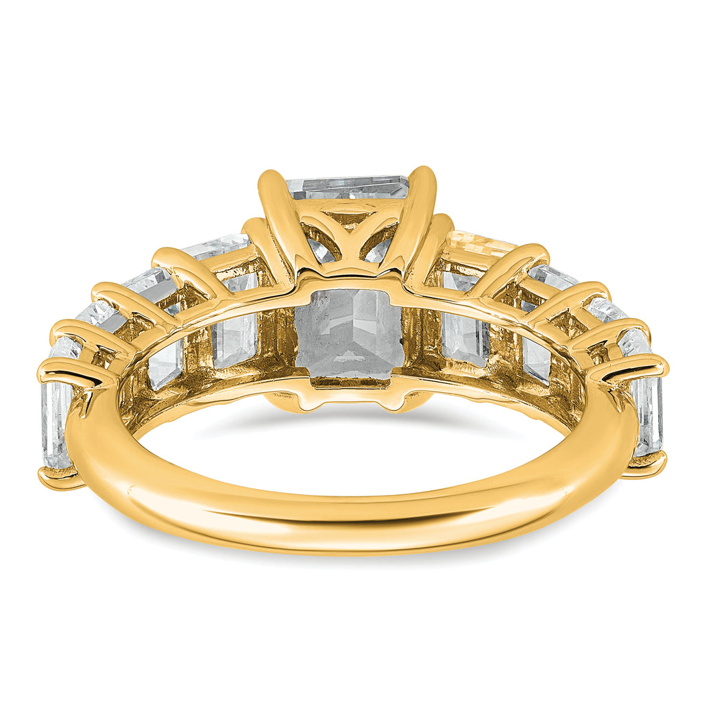 14k 5 carat Certified Lab Grown Diamond VS+ F+ Emerald Complete Shared Prong Engagement Ring