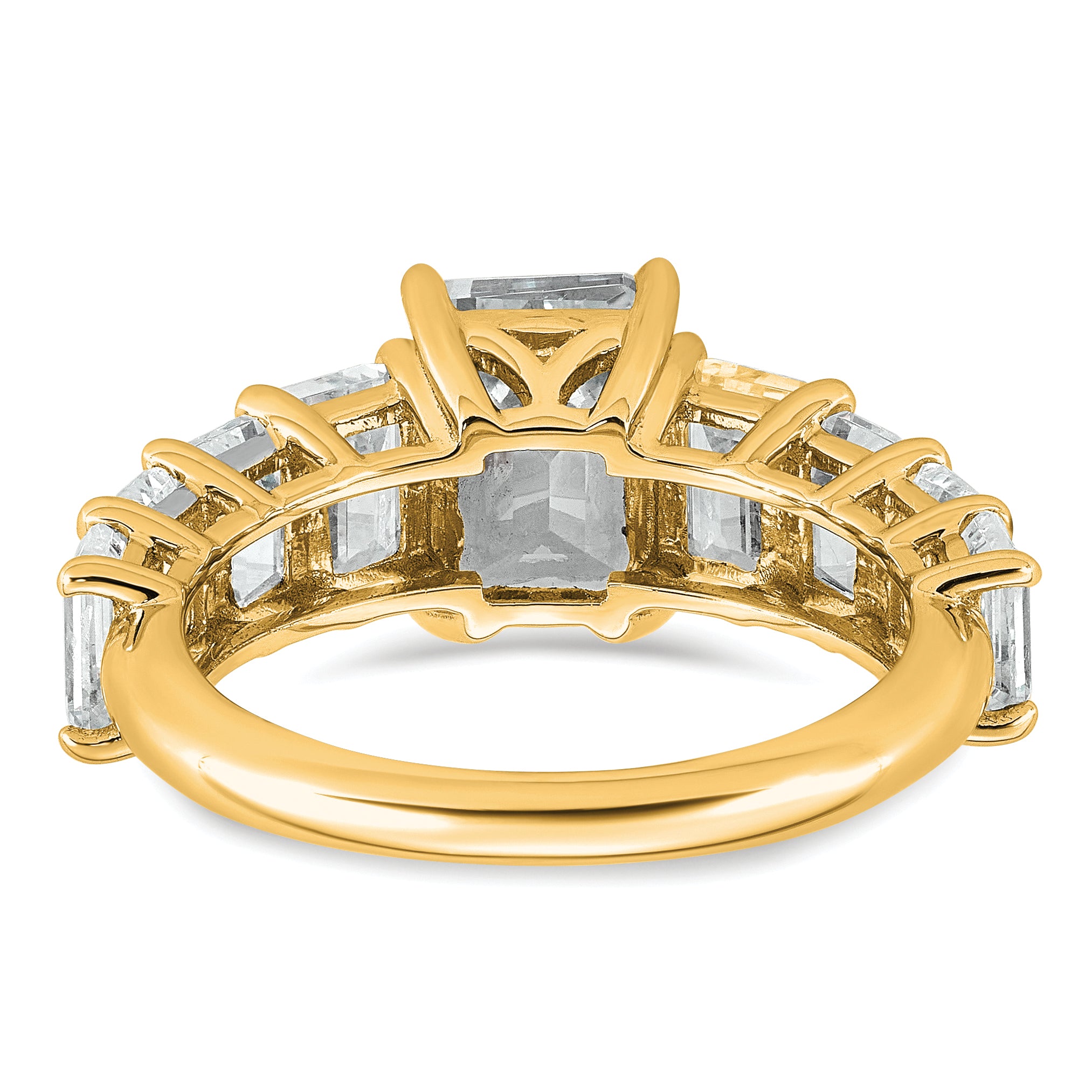 14k 5 carat Certified Lab Grown Diamond VS+ F+ Emerald Complete Shared Prong Engagement Ring