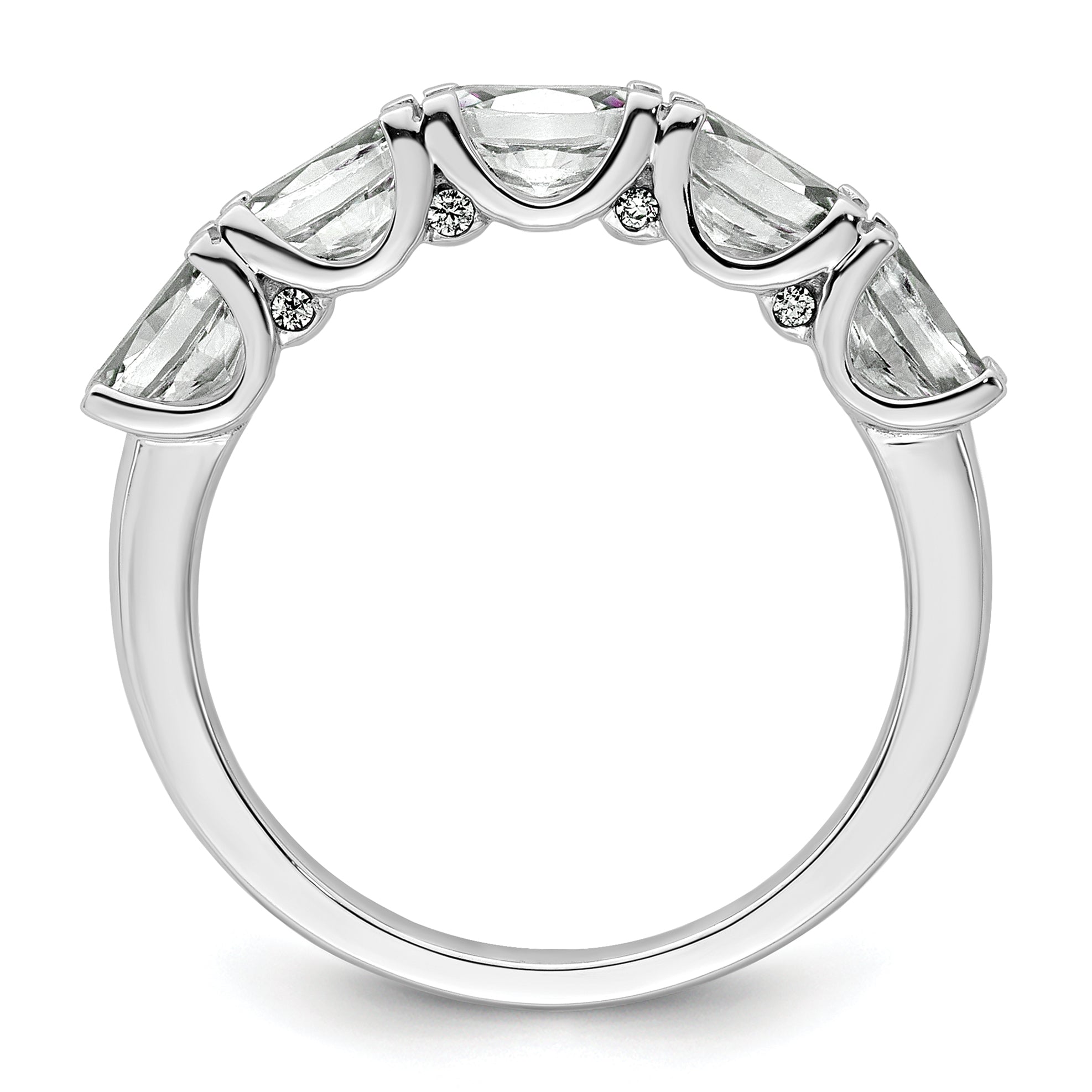 14k White Gold 1 1/2 carat Lab Grown Diamond VS+ F+ Complete Five Stone Band Secondary image