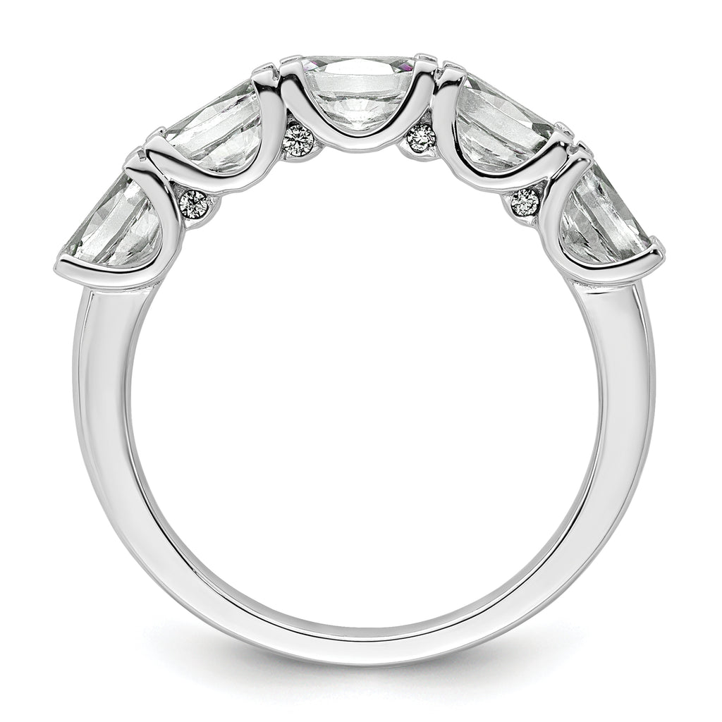 14k White Gold 1 1/2 carat Lab Grown Diamond VS+ F+ Complete Five Stone Band