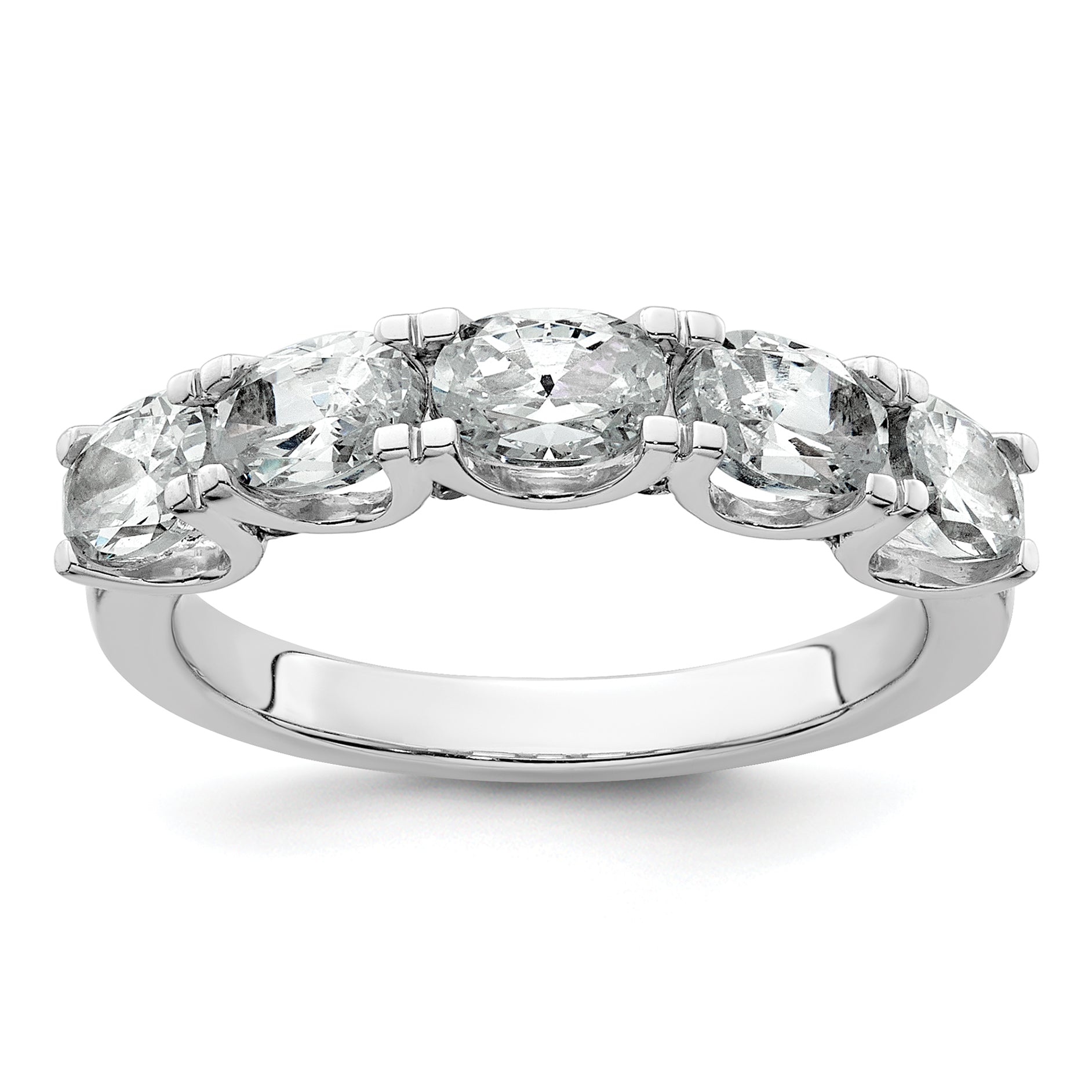 14k White Gold 1 1/2 carat Lab Grown Diamond VS+ F+ Complete Five Stone Band Main image