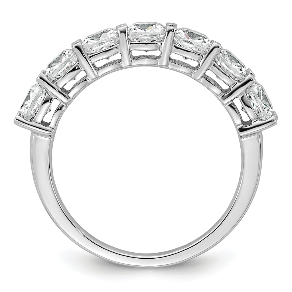 14k White Gold 2 1/2 carat Lab Grown Diamond VS+ F+ Cushion Complete Seven Stone Band