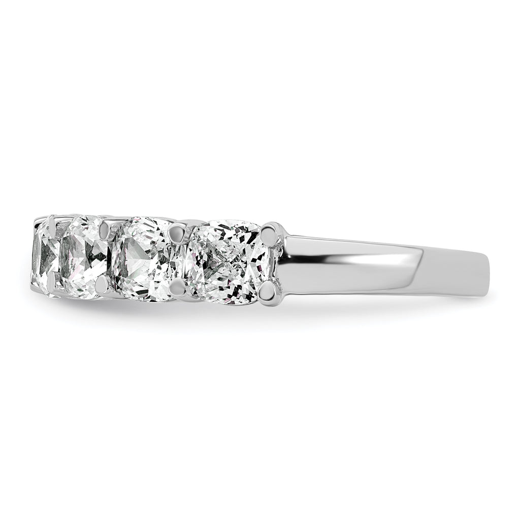 14k White Gold 2 1/2 carat Lab Grown Diamond VS+ F+ Cushion Complete Seven Stone Band