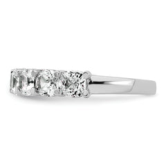 14k White Gold 2 1/2 carat Lab Grown Diamond VS+ F+ Cushion Complete Seven Stone Band