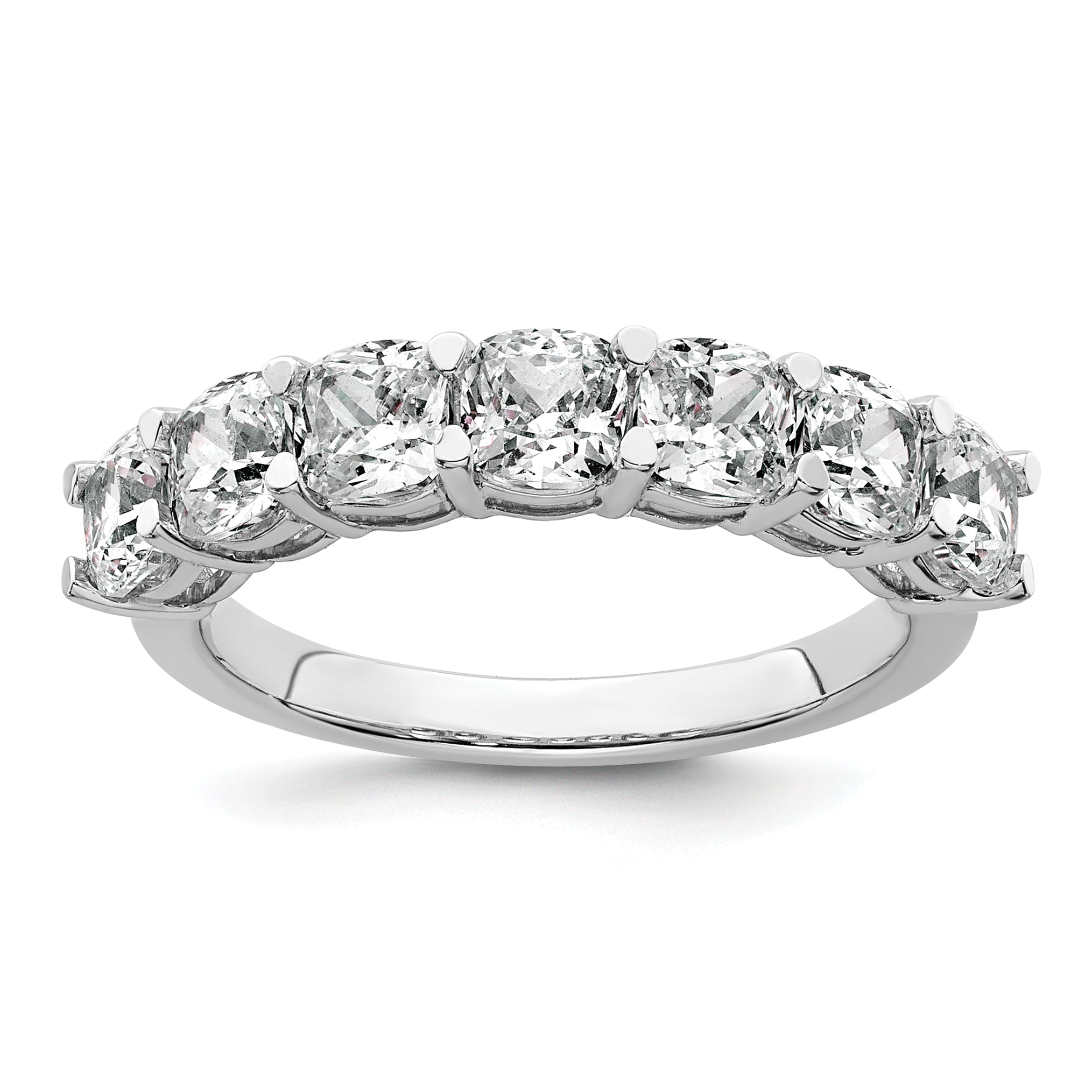 14k White Gold 2 1/2 carat Lab Grown Diamond VS+ F+ Cushion Complete Seven Stone Band Main image