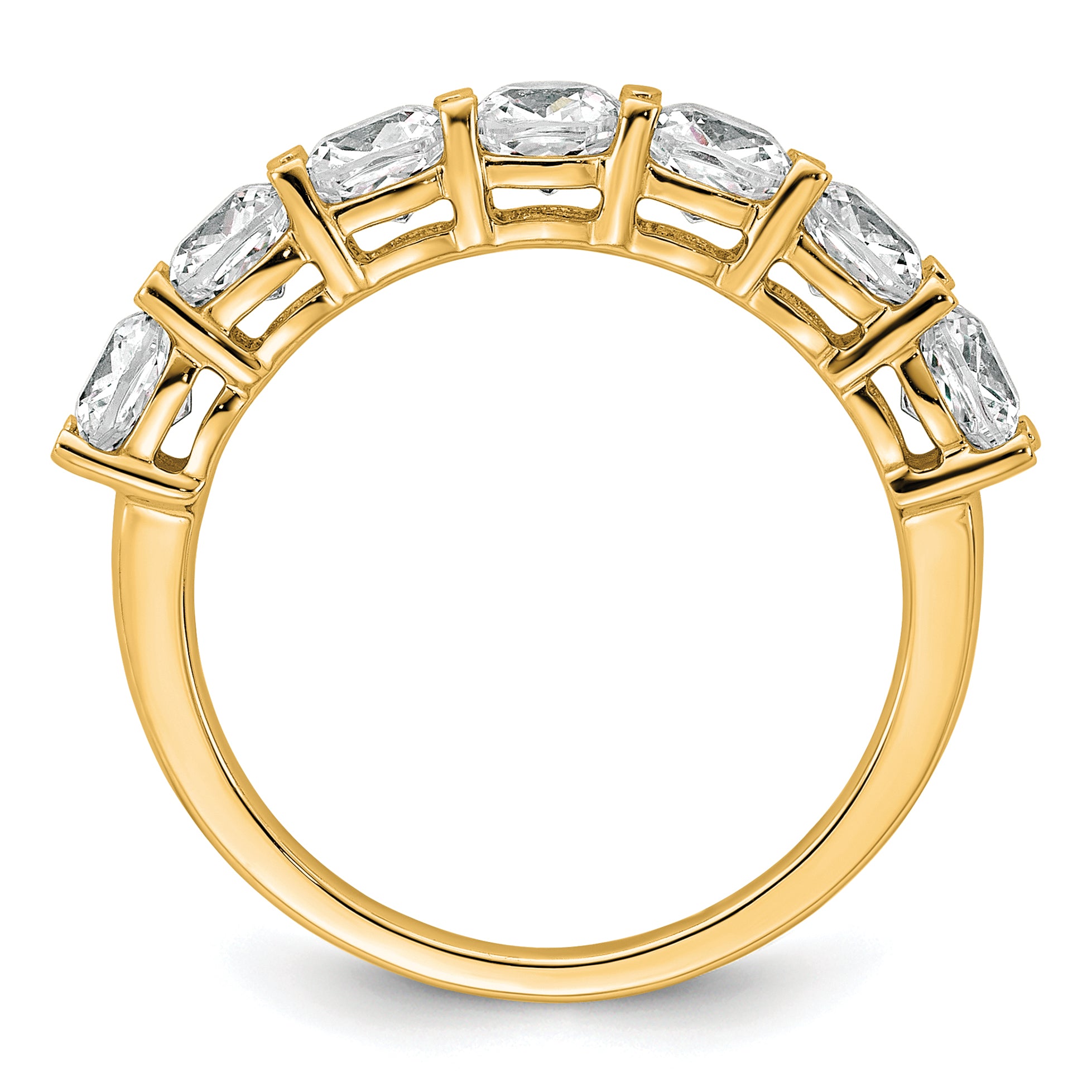 14k 2 1/2 carat Lab Grown Diamond VS+ F+ Cushion Complete Seven Stone Band