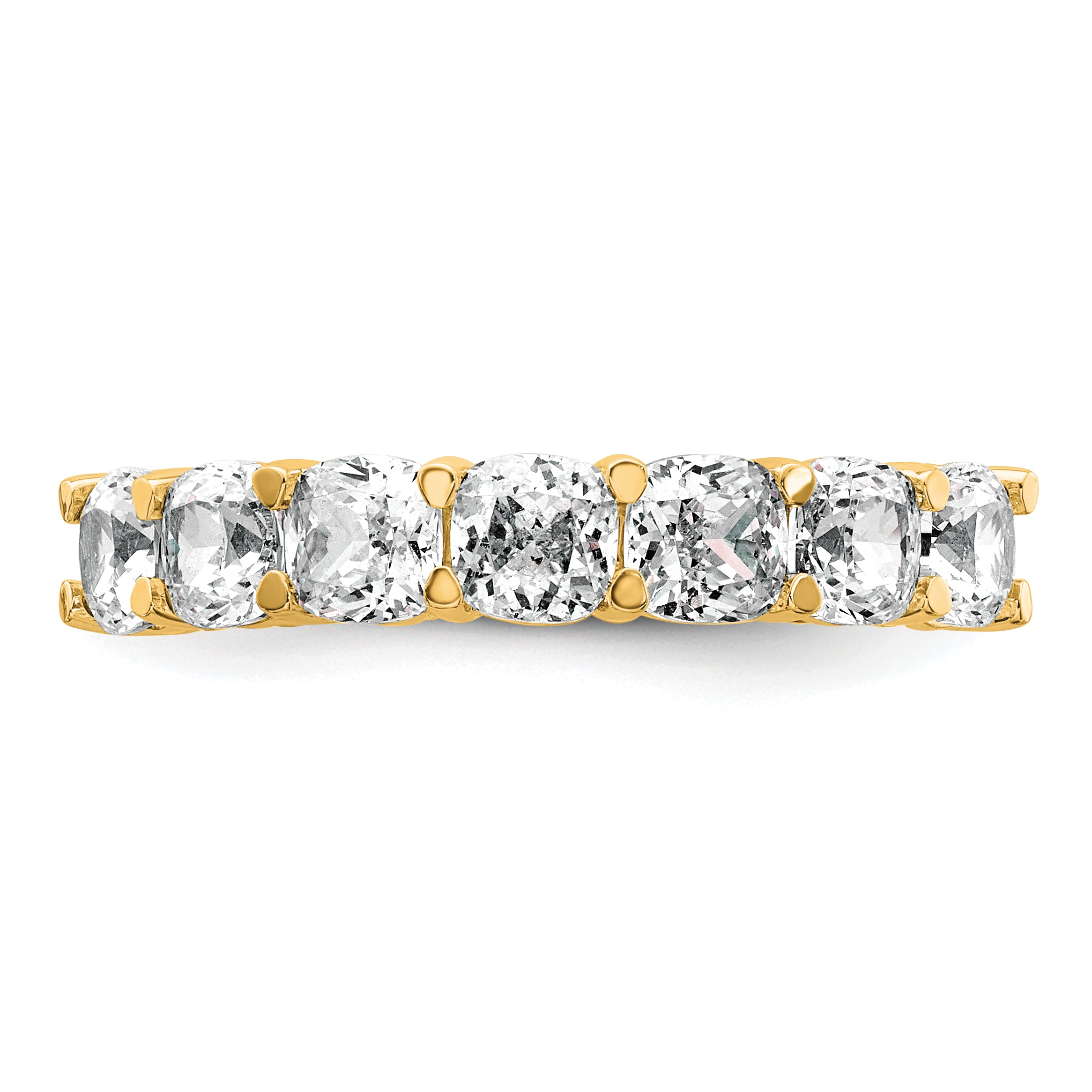 14k 2 1/2 carat Lab Grown Diamond VS+ F+ Cushion Complete Seven Stone Band