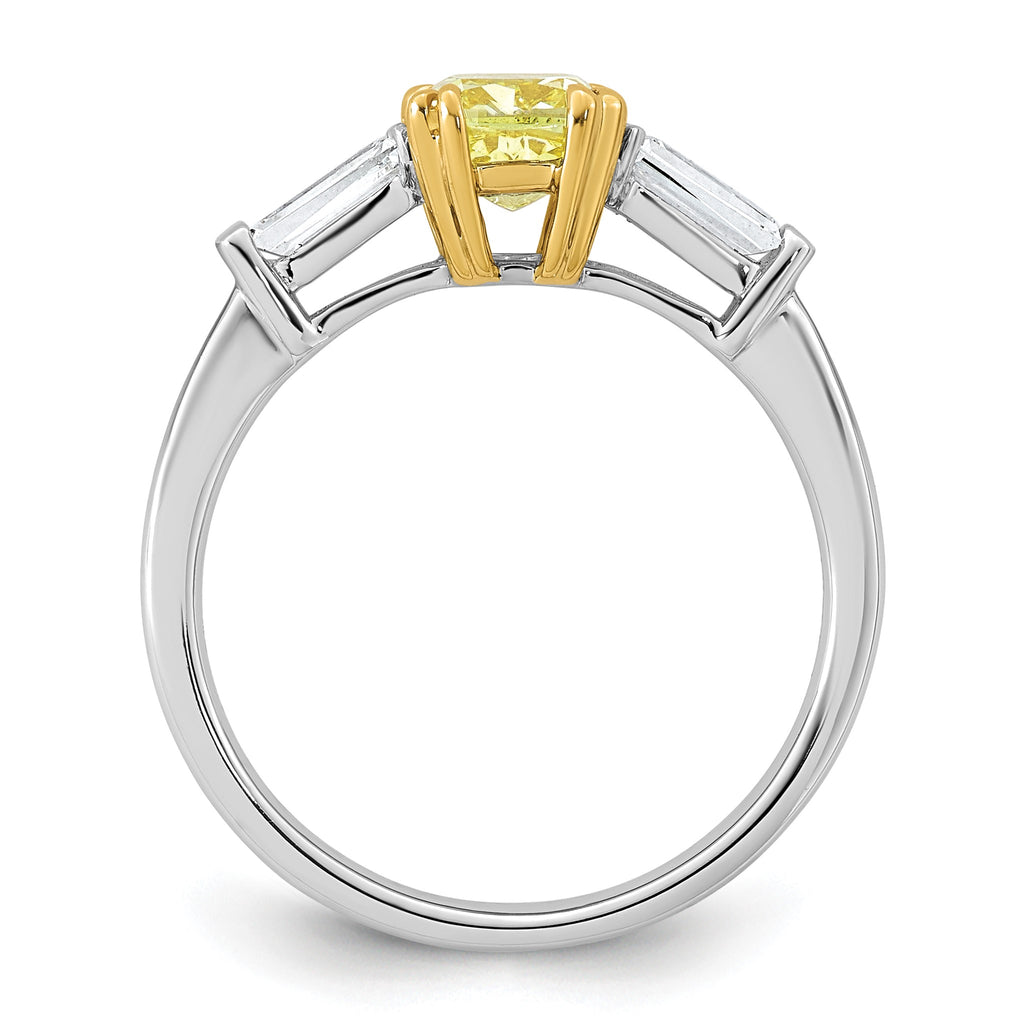 Cushion Lab-Grown Diamond Baguette Engagement Ring in 14K Two-Tone Gold (1 3/8 ct. tw.), Size 7 - Sophia Jewelers
