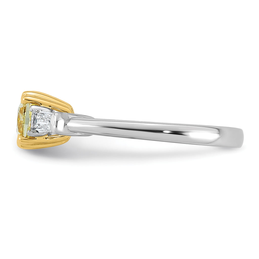 Cushion Lab-Grown Diamond Baguette Engagement Ring in 14K Two-Tone Gold (1 3/8 ct. tw.), Size 7 - Sophia Jewelers