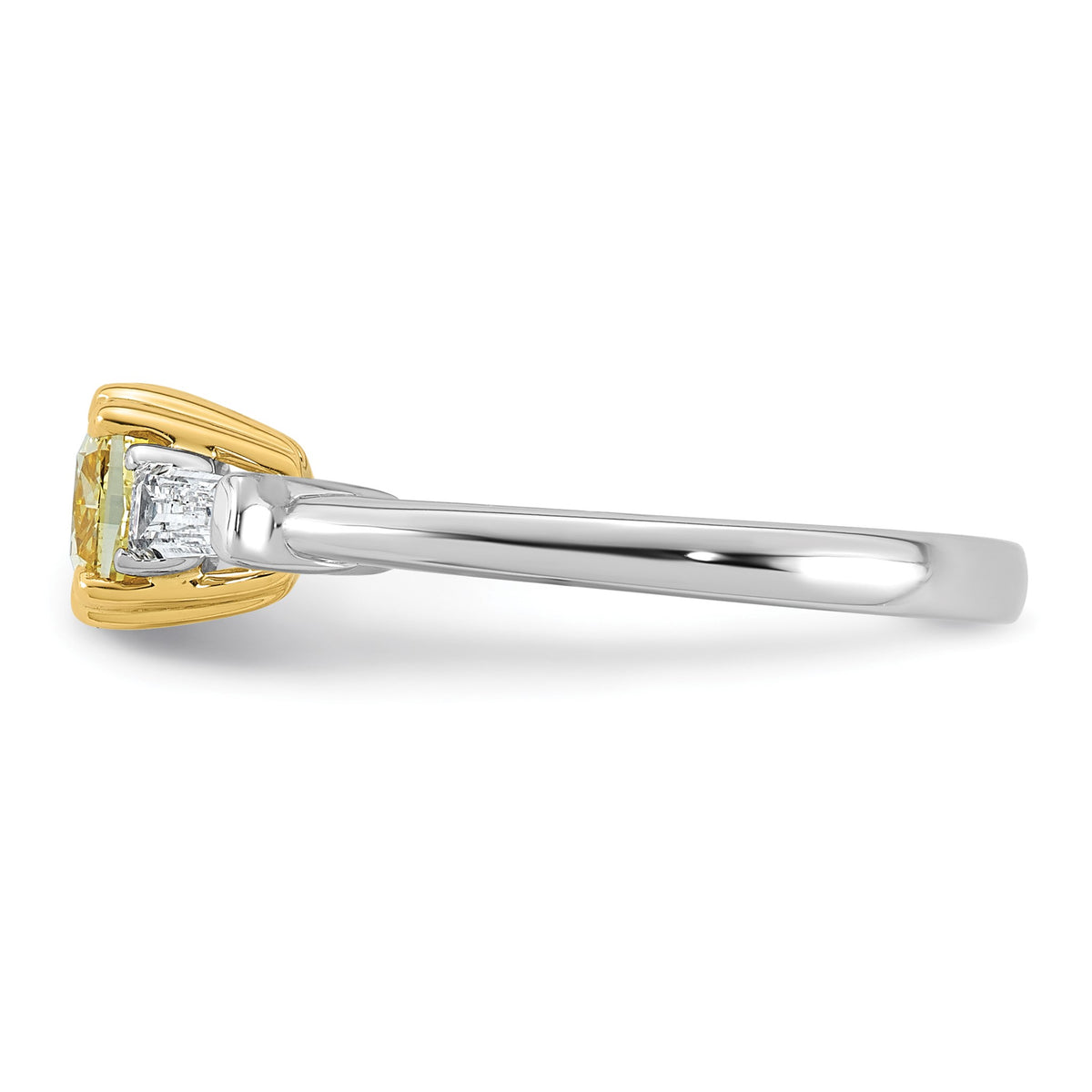 Cushion Lab-Grown Diamond Baguette Engagement Ring in 14K Two-Tone Gold (1 3/8 ct. tw.), Size 7 - Sophia Jewelers