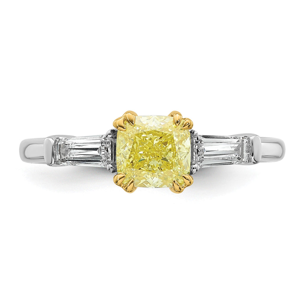 Cushion Lab-Grown Diamond Baguette Engagement Ring in 14K Two-Tone Gold (1 3/8 ct. tw.), Size 7 - Sophia Jewelers