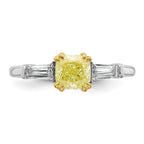 Cushion Lab-Grown Diamond Baguette Engagement Ring in 14K Two-Tone Gold (1 3/8 ct. tw.), Size 7 - Sophia Jewelers