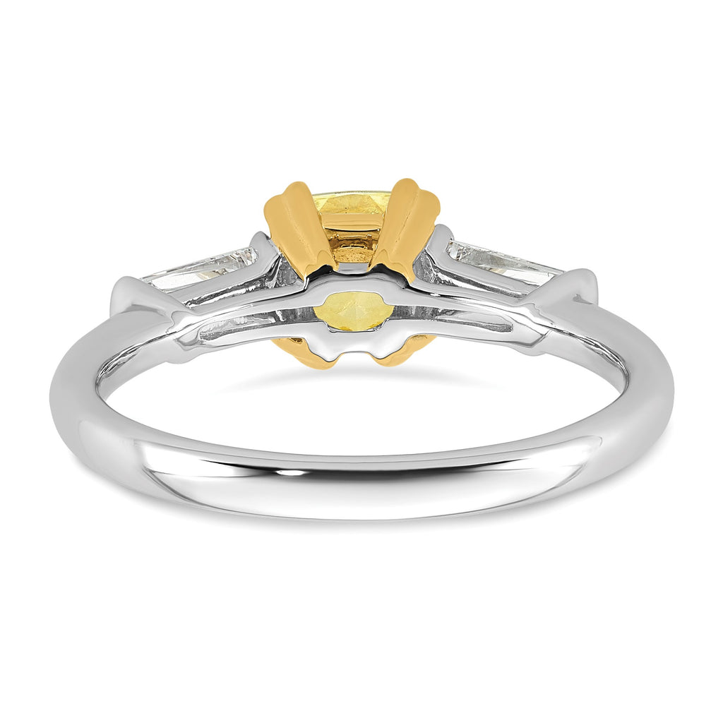 Cushion Lab-Grown Diamond Baguette Engagement Ring in 14K Two-Tone Gold (1 3/8 ct. tw.), Size 7 - Sophia Jewelers