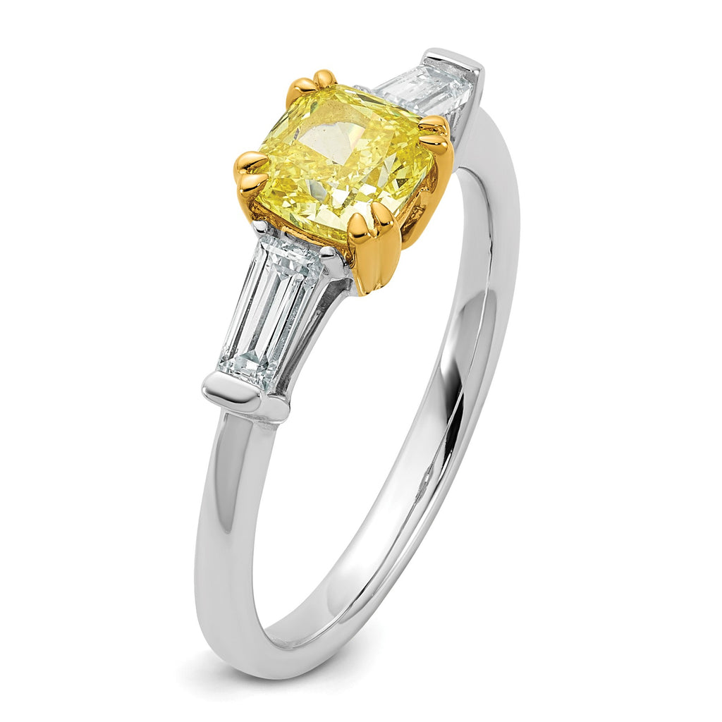 Cushion Lab-Grown Diamond Baguette Engagement Ring in 14K Two-Tone Gold (1 3/8 ct. tw.), Size 7 - Sophia Jewelers