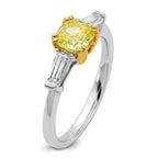 Cushion Lab-Grown Diamond Baguette Engagement Ring in 14K Two-Tone Gold (1 3/8 ct. tw.), Size 7 - Sophia Jewelers