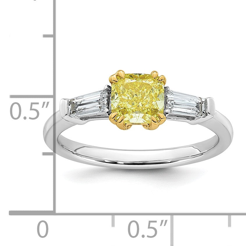 Cushion Lab-Grown Diamond Baguette Engagement Ring in 14K Two-Tone Gold (1 3/8 ct. tw.), Size 7 - Sophia Jewelers