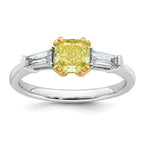 Cushion Lab-Grown Diamond Baguette Engagement Ring in 14K Two-Tone Gold (1 3/8 ct. tw.), Size 7 - Sophia Jewelers