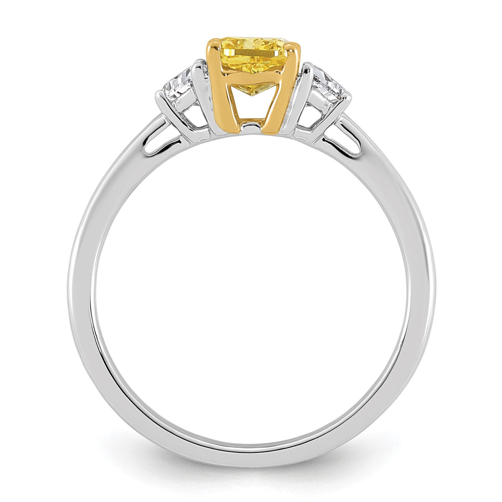 Cushion Lab-Grown Diamond Half Moon Engagement Ring in 14K Two-Tone Gold (1 1/2 ct. tw.), Size 7 - Sophia Jewelers