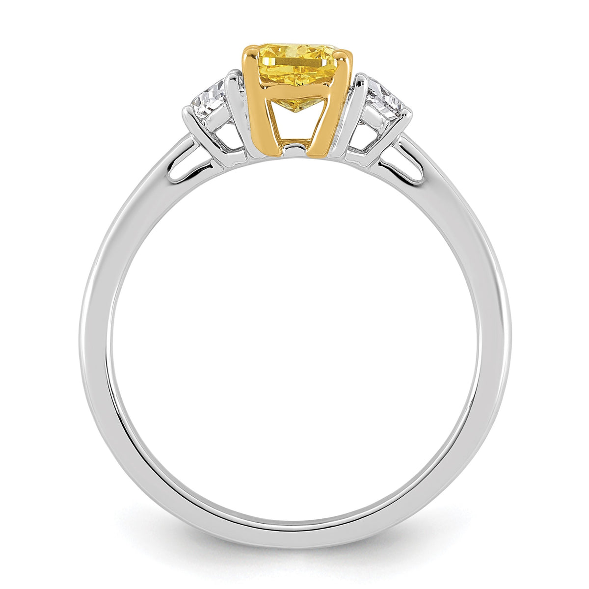 Cushion Lab-Grown Diamond Half Moon Engagement Ring in 14K Two-Tone Gold (1 1/2 ct. tw.), Size 7 - Sophia Jewelers