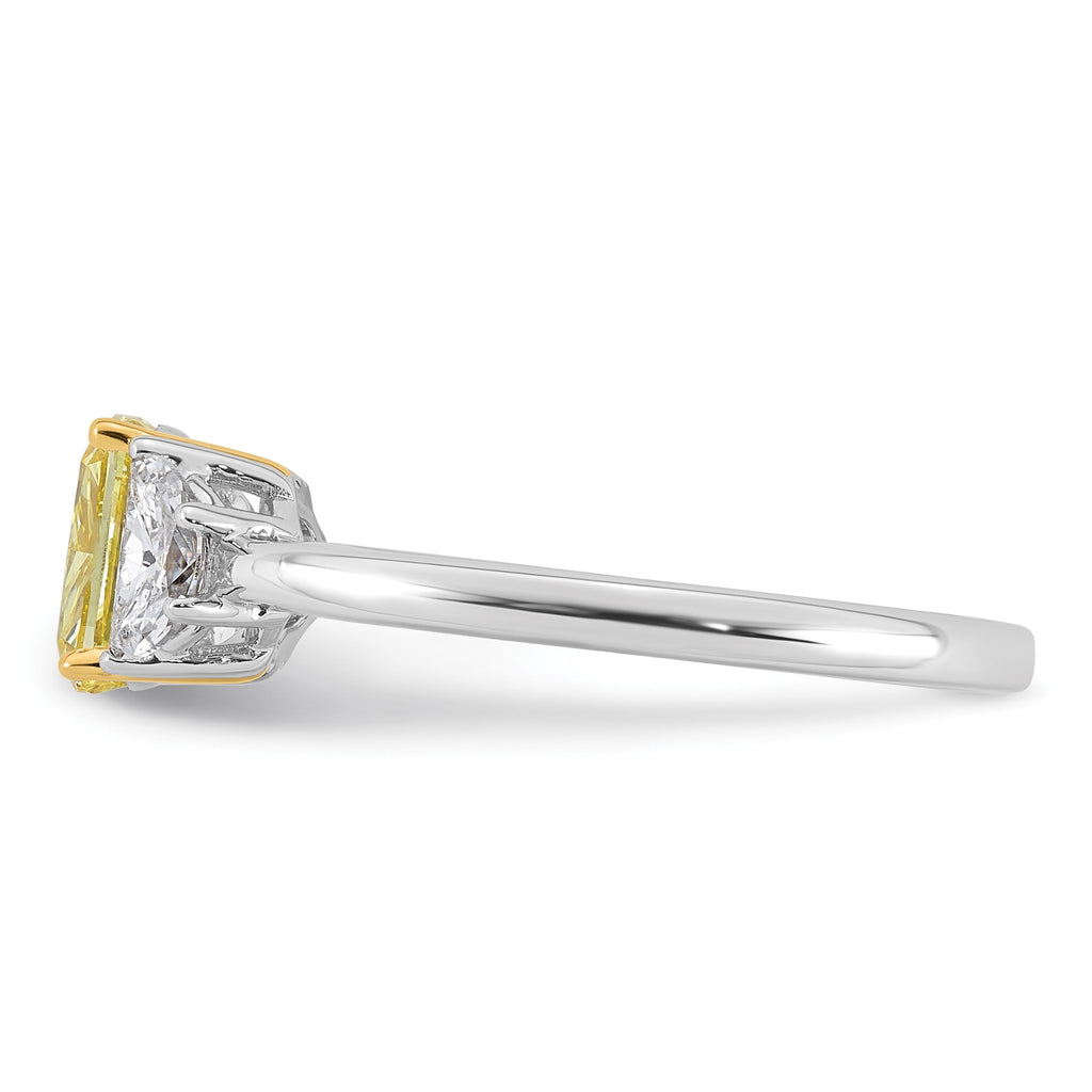 Cushion Lab-Grown Diamond Half Moon Engagement Ring in 14K Two-Tone Gold (1 1/2 ct. tw.), Size 7 - Sophia Jewelers