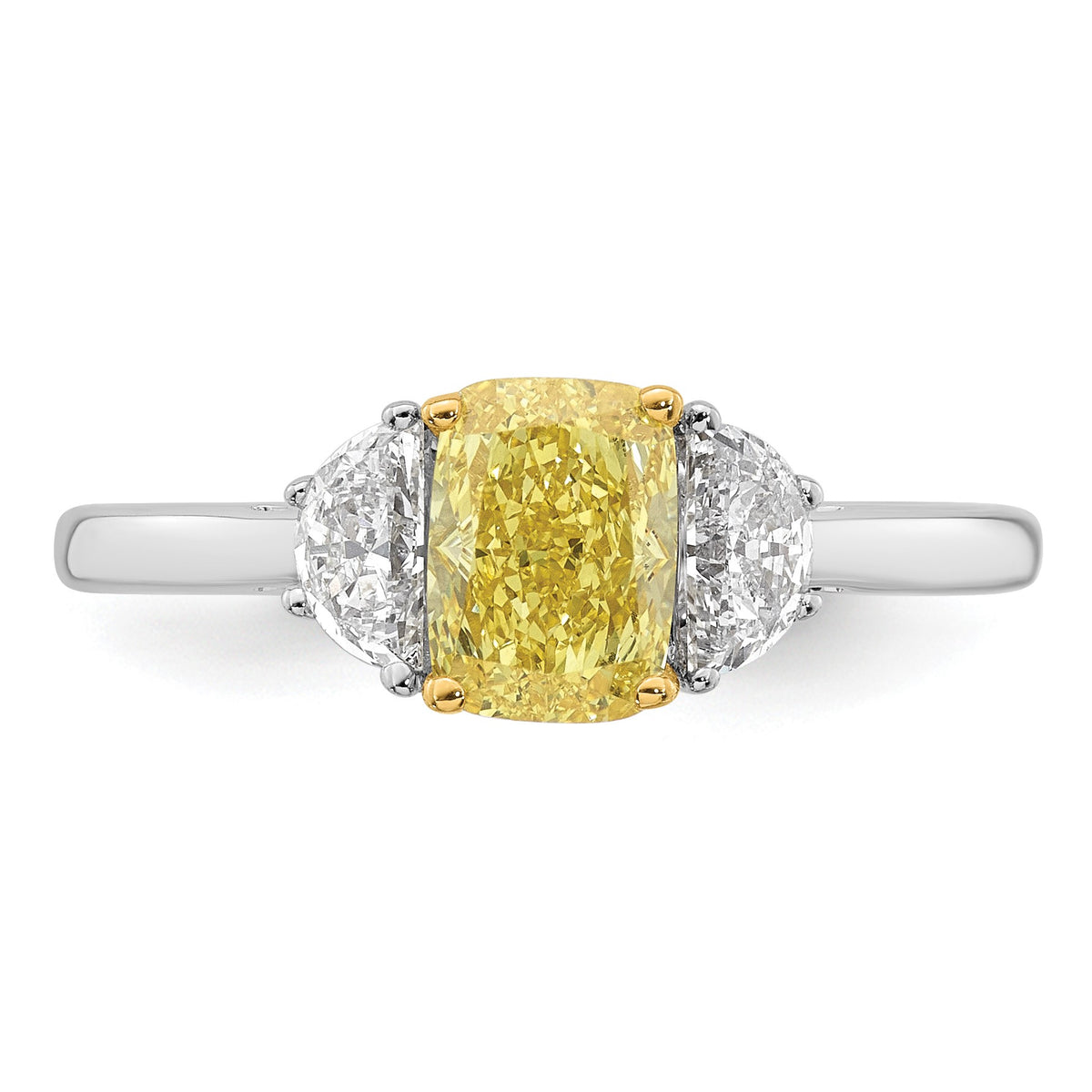 Cushion Lab-Grown Diamond Half Moon Engagement Ring in 14K Two-Tone Gold (1 1/2 ct. tw.), Size 7 - Sophia Jewelers