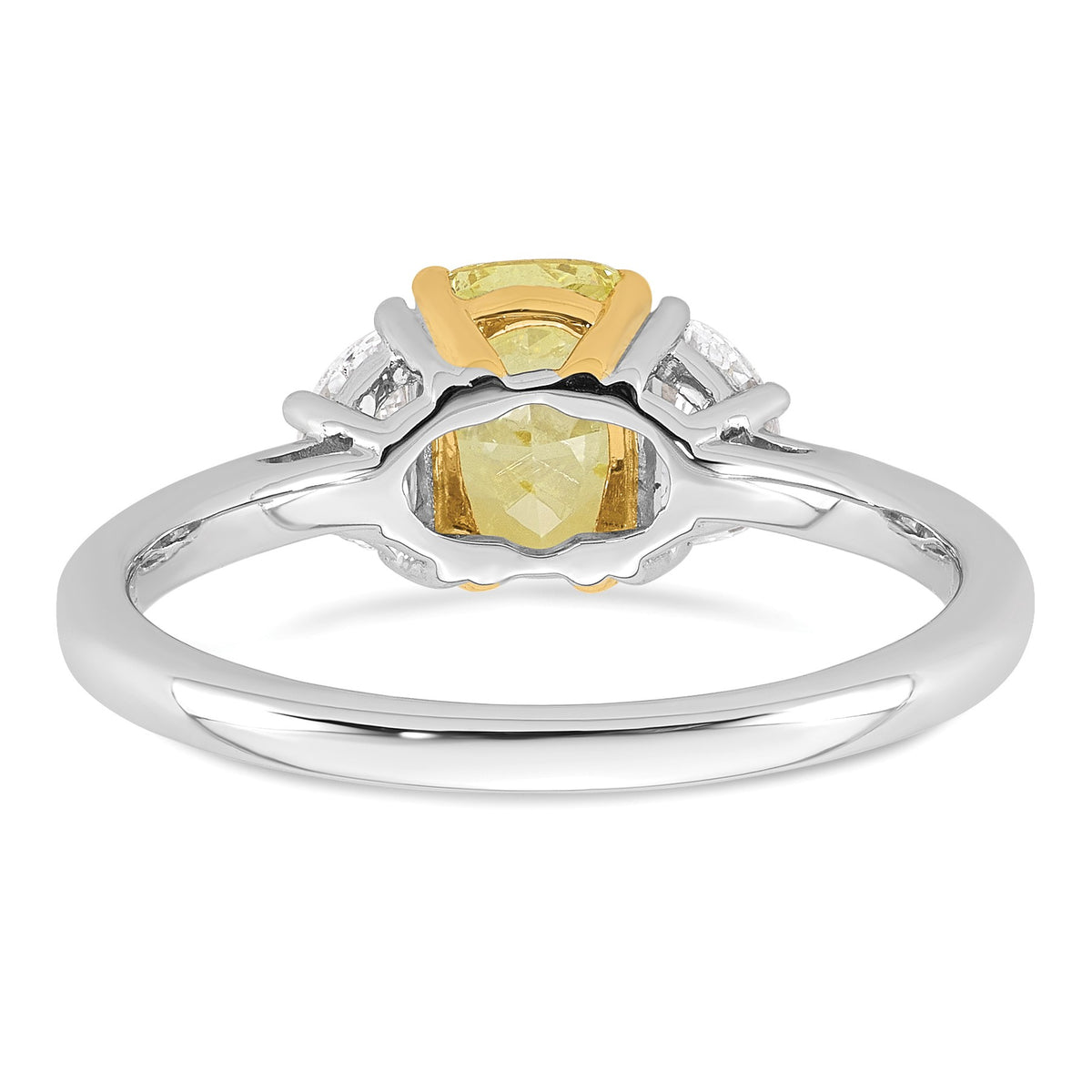 Cushion Lab-Grown Diamond Half Moon Engagement Ring in 14K Two-Tone Gold (1 1/2 ct. tw.), Size 7 - Sophia Jewelers