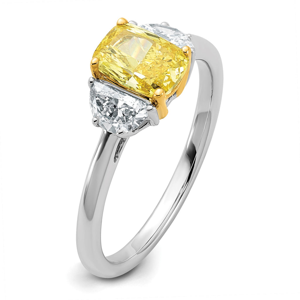 Cushion Lab-Grown Diamond Half Moon Engagement Ring in 14K Two-Tone Gold (1 1/2 ct. tw.), Size 7 - Sophia Jewelers