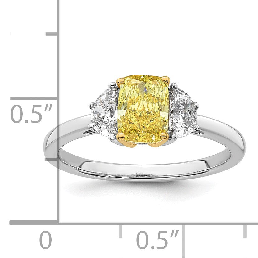 Cushion Lab-Grown Diamond Half Moon Engagement Ring in 14K Two-Tone Gold (1 1/2 ct. tw.), Size 7 - Sophia Jewelers