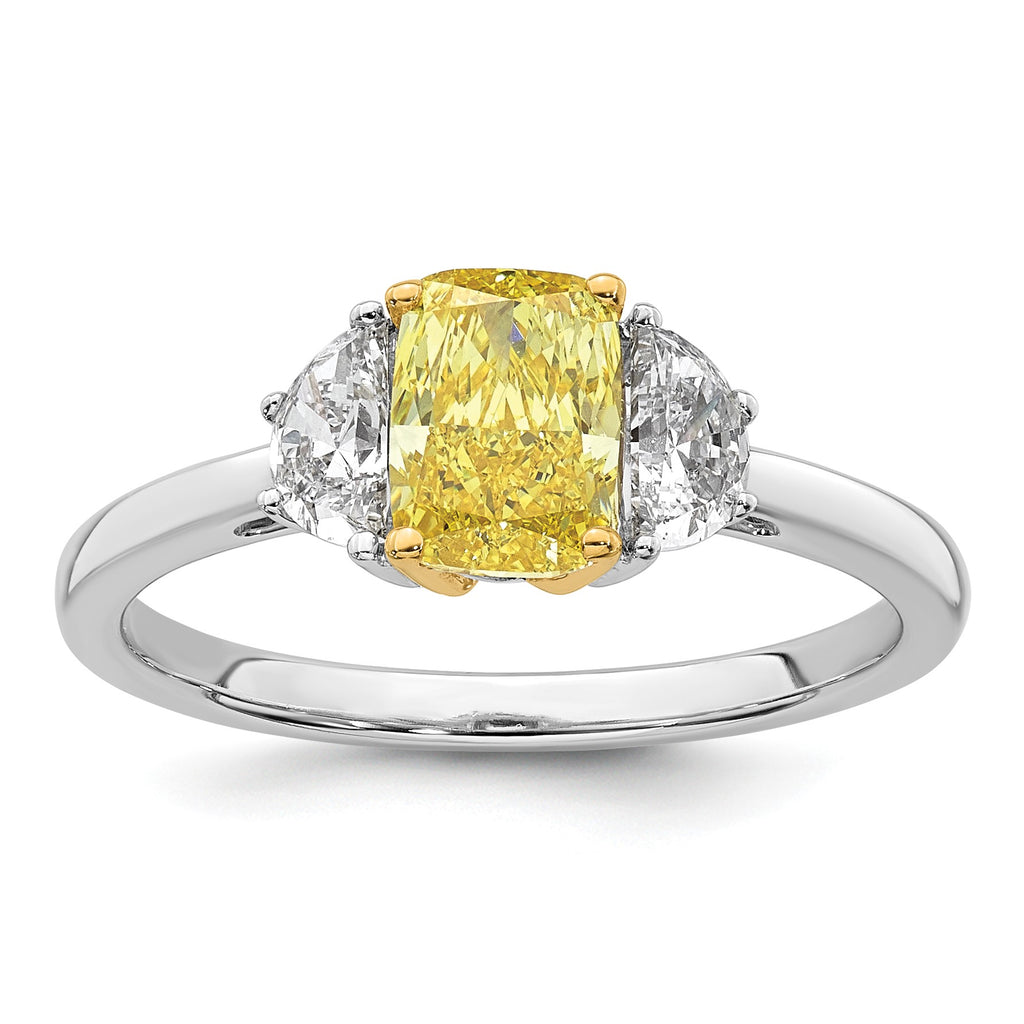 Cushion Lab-Grown Diamond Half Moon Engagement Ring in 14K Two-Tone Gold (1 1/2 ct. tw.), Size 7 - Sophia Jewelers