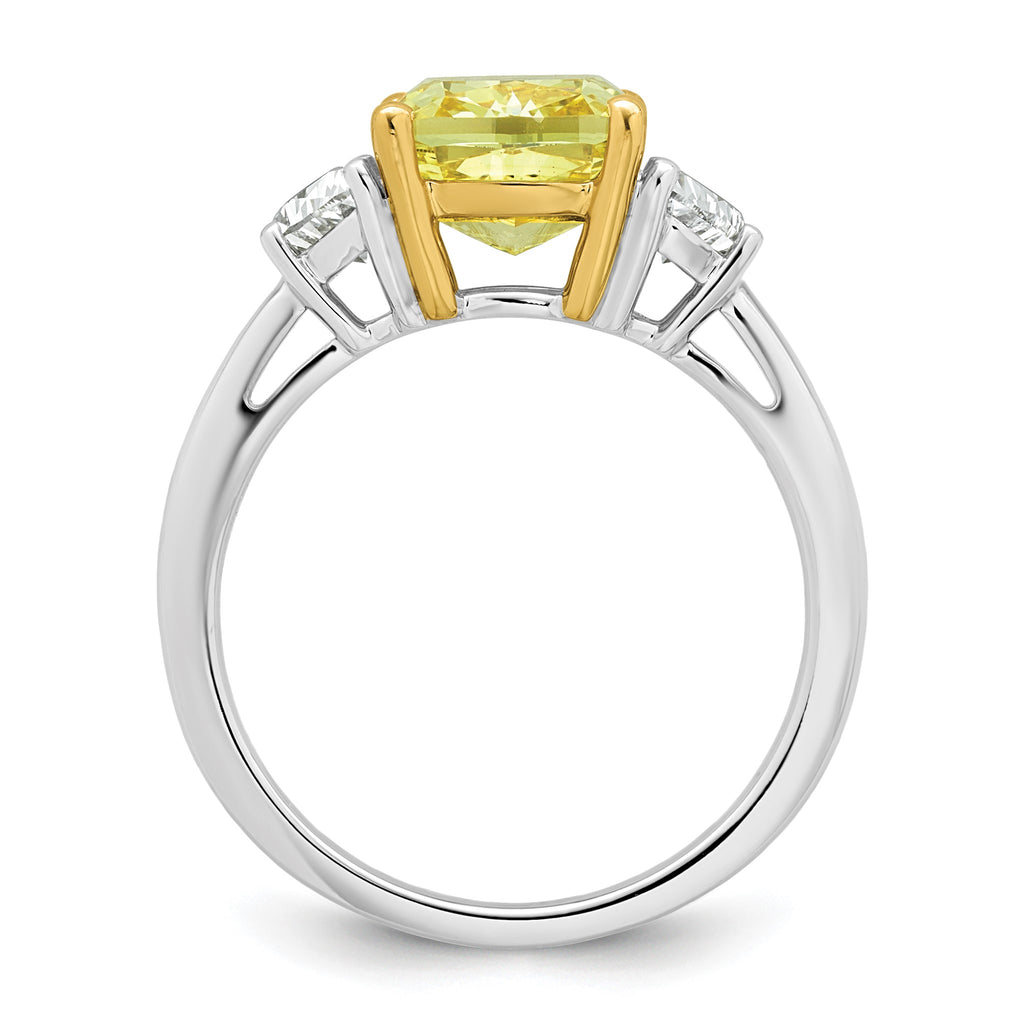 Cushion Lab-Grown Diamond Half Moon Engagement Ring in 14K Two-Tone Gold (3 3/4 ct. tw.), Size 7 - Sophia Jewelers