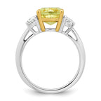 Cushion Lab-Grown Diamond Half Moon Engagement Ring in 14K Two-Tone Gold (3 3/4 ct. tw.), Size 7 - Sophia Jewelers