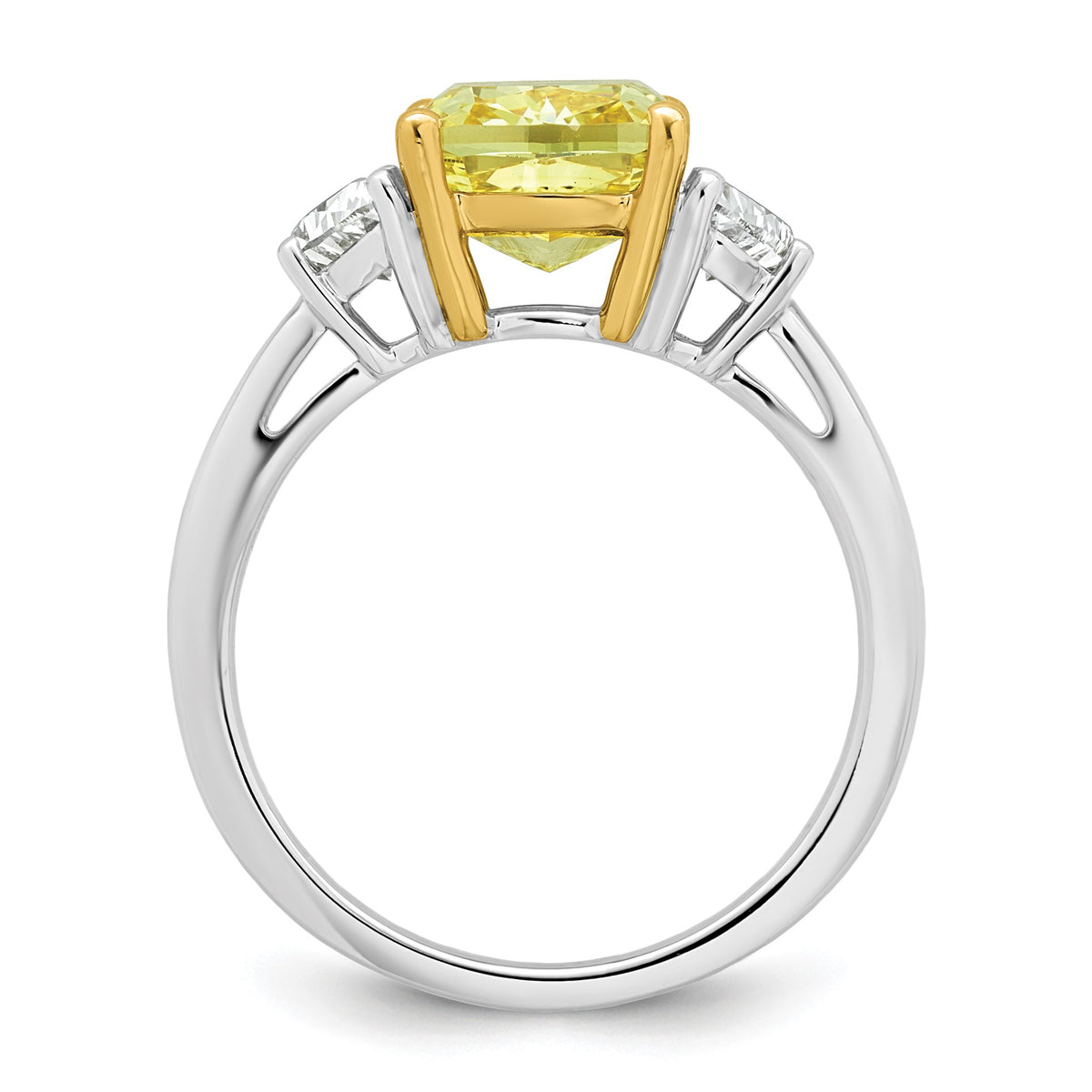 Cushion Lab-Grown Diamond Half Moon Engagement Ring in 14K Two-Tone Gold (3 3/4 ct. tw.), Size 7 - Sophia Jewelers